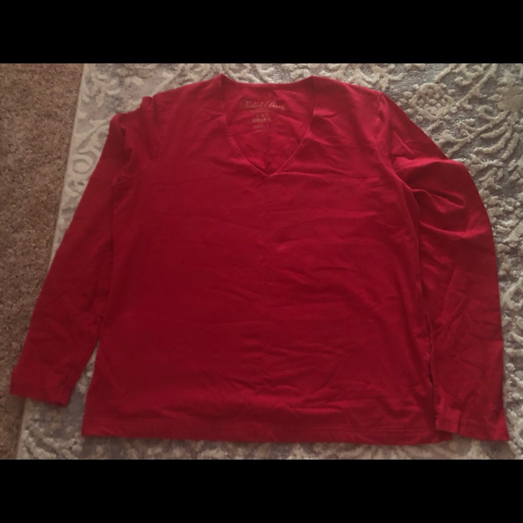 Red Basic Long Sleeve Tee